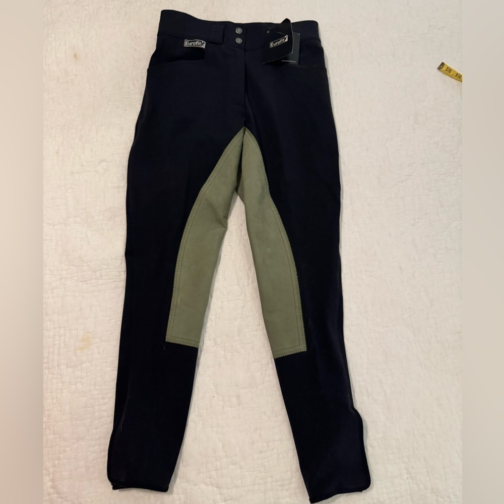 🐎 Eurofit horse riding pants NEW WITH TAGS Size 28. Navy/green Garmisch